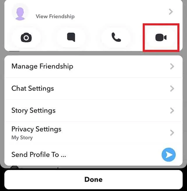 Función de videollamada de Snapchat