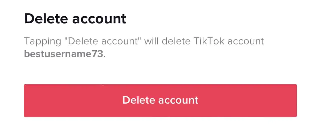 Conta de exclusão final no Tiktok