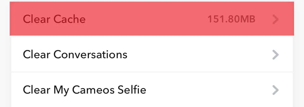 נקה מטמון ב- Snapchat