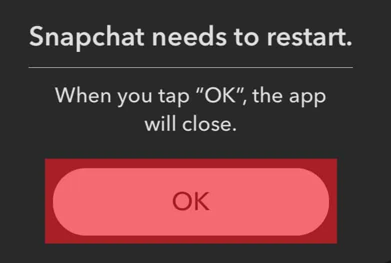 Ok po vymazaní vyrovnávacej pamäte na Snapchat