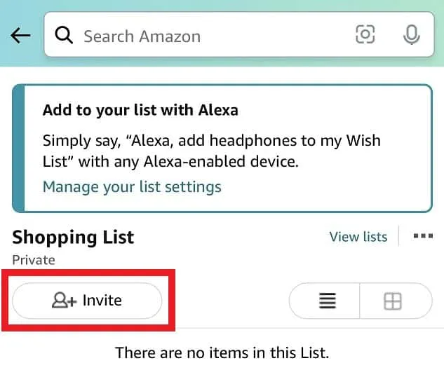 Invite a alguien a la lista de deseos de Amazon