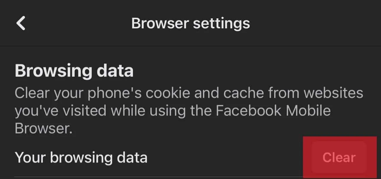 Borrar datos de navegación en Facebook